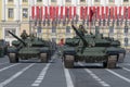 Russian tanks T-72B3 at the rehearsal of the military parade