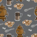 Russian tea ceremony vector seamless pattern Royalty Free Stock Photo