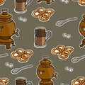 Russian tea ceremony vector seamless pattern Royalty Free Stock Photo