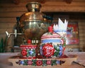 Russian tea drinking with samovar Royalty Free Stock Photo