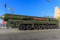 Russian thermonuclear weapon intercontinental ballistic missile Yars on parade festivities