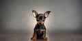 Russian toy terrier dog with caution and suspicion looks at the camera , concept of Vigilance Royalty Free Stock Photo