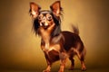 Russian Toy Terrier purebred beautiful breed of dog, background nature