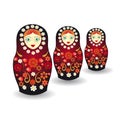 Russian tradition matryoshka dolls in style Hohloma Royalty Free Stock Photo