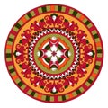 Russian traditional circle ornament with flowers o