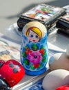 Russian traditional doll souvenirs at the fair Royalty Free Stock Photo