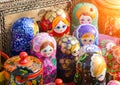 Russian traditional doll souvenirs at the fair Royalty Free Stock Photo