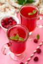 Russian traditional drink kissel with cranberries and mint Royalty Free Stock Photo