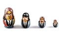 Russian traditional nested dolls - matryoshka. Dolls have a portrait of The Beatles,George Harrison, Ringo Starr, John Lennon and