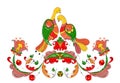 Russian traditional ornament with paradise birds a