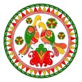Russian traditional ornament with paradise birds a