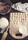 Russian traditional pelmeni with meat.