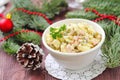 Russian traditional salad Olivier for New Year party Royalty Free Stock Photo