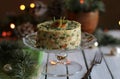 Traditional Olivier salad. Christmas salad. Royalty Free Stock Photo