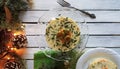 Traditional Olivier salad. Christmas salad. Royalty Free Stock Photo