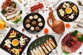 Russian traditional snacks, tableful, banquet Royalty Free Stock Photo