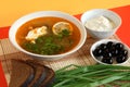 Russian traditional soup - solyanka Royalty Free Stock Photo
