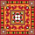 Russian traditional square ornament with flowers o