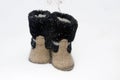 Russian traditional winter felt boot valenki on the snow Royalty Free Stock Photo