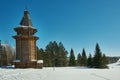 Russian Traditional wooden architecture - Bell tower Royalty Free Stock Photo