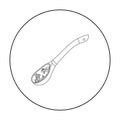 Russian traditional wooden spoon icon in outline style isolated on white background. Russian country symbol stock vector Royalty Free Stock Photo