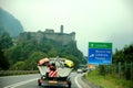 Russian travel in Europe. The road in Switzerland