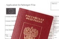 Russian passport and application for a Schengen visa Royalty Free Stock Photo