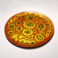 Russian tray with traditional khokhloma pattern