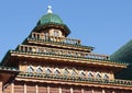 Russian tsar wooden palace in Kolomenskoye, Moscow. Traditional Russian wooden architecture