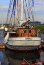 Russian two-masted schooner NADEZHDA, view from the stern Royalty Free Stock Photo