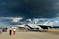 Russian two-seat supersonic high-altitude all-weather interceptor aircraft MiG-31BM Foxhound at the MAKS-2021 air show