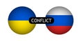 Russian and Ukrainian flag background. Conflict between Russia and Ukraine war concept. Vector background illustration EPS 10