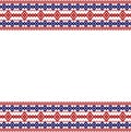 Russian, ukrainian and scandinavian national knit styled border, red and blue colors