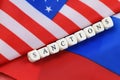 Russian and usa flag sanctions