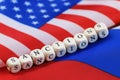 Russian and usa flag sanctions Royalty Free Stock Photo