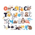 Russian vector alphabet with cute animals, ABC, poster Royalty Free Stock Photo