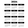 Russian vertical calendar. solated vector image for 2024 year. Planner template