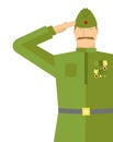 Russian veteran soldiers salute. Retro military. Vintage soldier