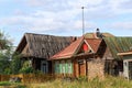 Russian village in summer. Old wooden houses. Village of Visim, Sverdlovsk region, Russia Royalty Free Stock Photo