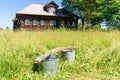 Russian village on summer sunny day