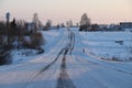 Russian village in the sunset