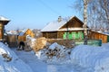 Russian village Visim in winter. Ural region, Russia Royalty Free Stock Photo