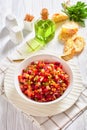 Russian vinaigrette, salad of diced cooked veggies Royalty Free Stock Photo