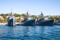 Russian warship in the Bay, Sevastopol, Crimea Royalty Free Stock Photo