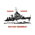 Russian warship go fxck yourself. Vector illustration