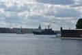 Russian warship preparing for the parade Royalty Free Stock Photo