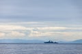 Russian warship at sea Royalty Free Stock Photo