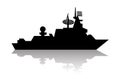 russian warship silhouette isolated on white