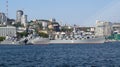 Russian warships in the Golden Horn Bay. Vladivostok, Russia.