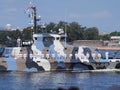 Russian warships in the parade in honor of the day of the Navy. Russia, St. Petersburg, July 29, 2018